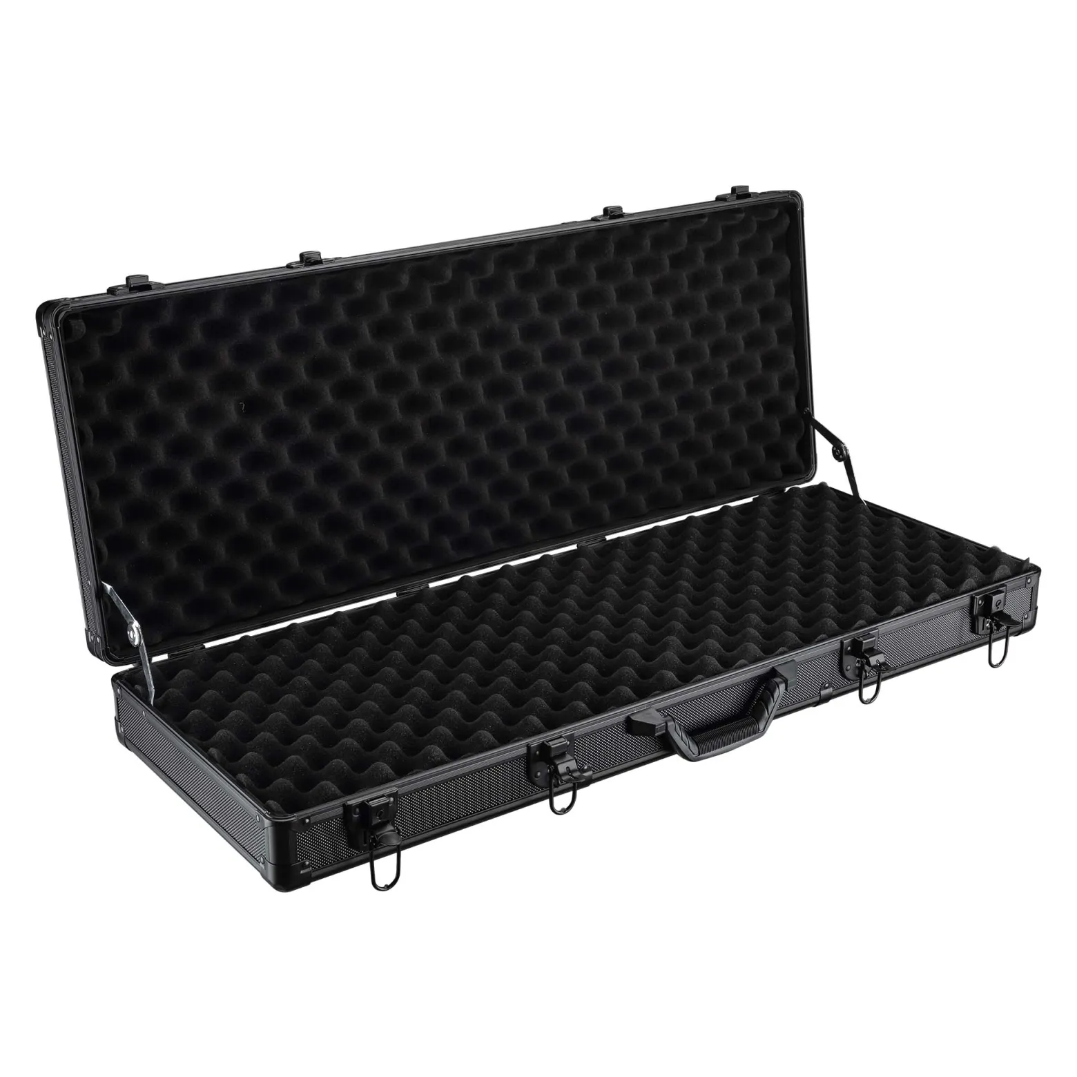 Wiltec Waffenkoffer verschließbar, 84x35,5x11cm, Gewehrkoffer aus Aluminium, Pistolenkoffer mit Klappverschlüssen und Schlüssel