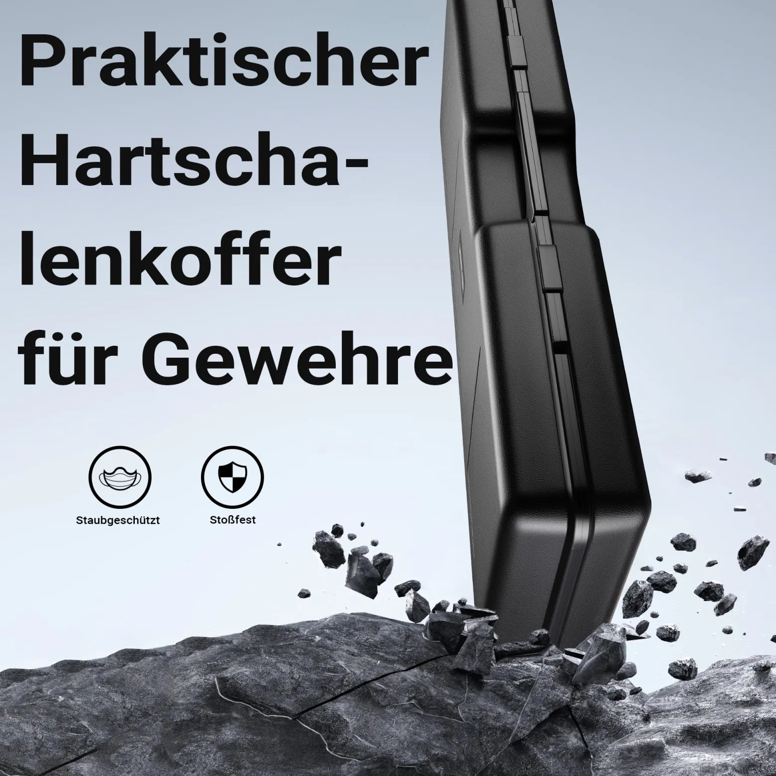 Wiltec Waffenkoffer 88 x 34 x 13,5 cm für Langwaffen, Gewehrkoffer mit Rasterschaumstoff für sicheren Transport, Langwaffenkoffer mit hoher Traglast und Tragegriff