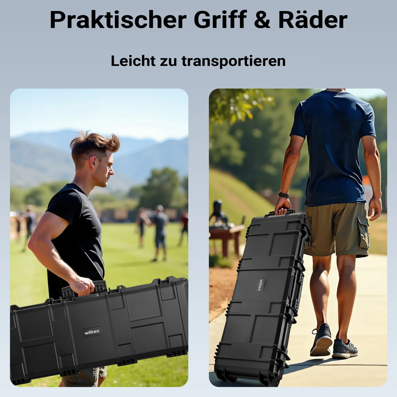 Wiltec Waffenkoffer 109,8 x 41,5 x 15,5 cm für Langwaffen, Gewehrkoffer mit Schaumstoffpolsterung für sicheren Transport, Langwaffenkoffer mit hoher Traglast und Tragegriff
