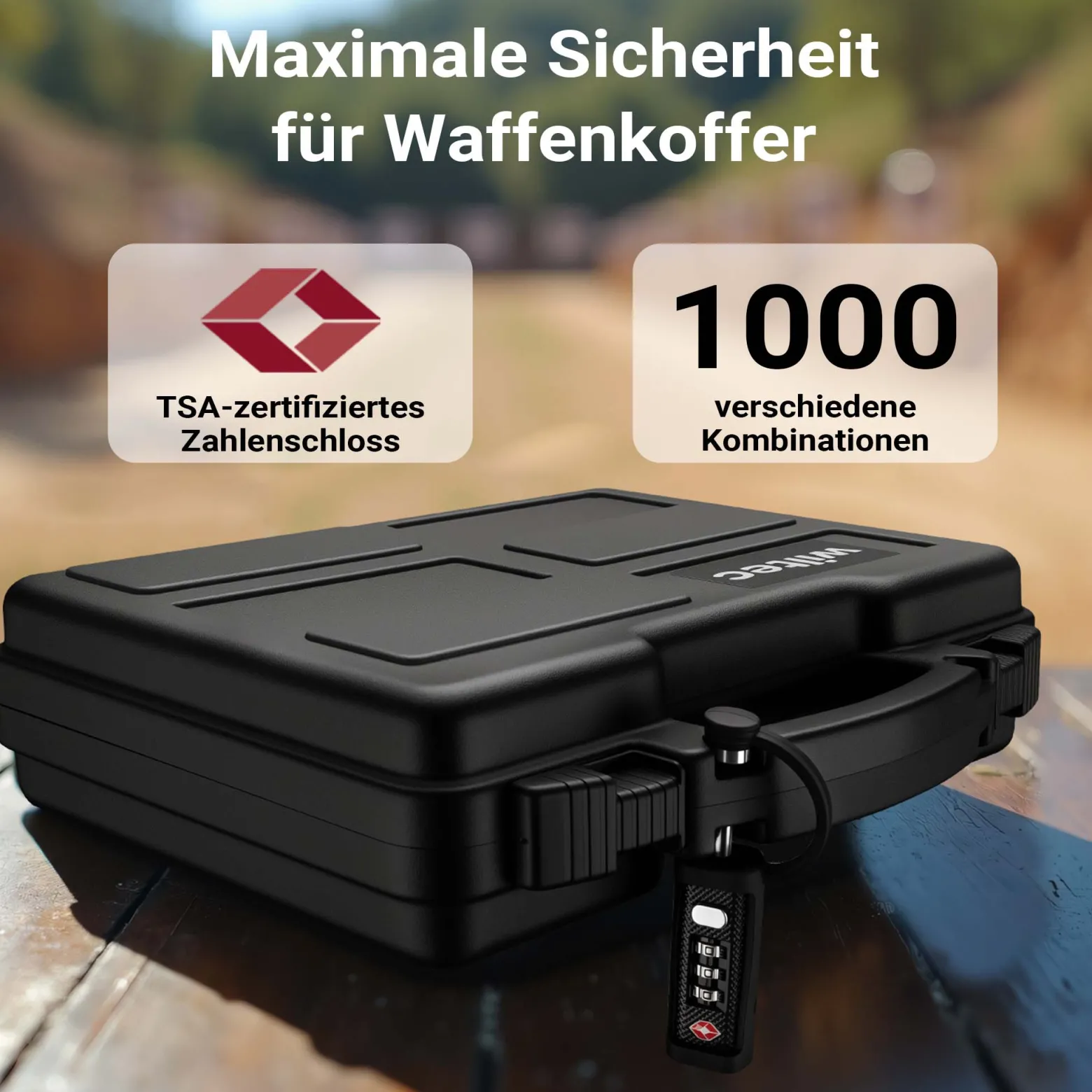 Wiltec Waffenkoffer 137,8 x 38,3 x 17,5 cm mit Kofferschloss, Koffer für Langwaffen, Gewehrkoffer mit Schaumstoffpolsterung und Rollen, Langwaffenkoffer mit hoher Traglast