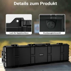 Wiltec Waffenkoffer 137,8 x 38,3 x 17,5 cm mit Kofferschloss, Koffer für Langwaffen, Gewehrkoffer mit Schaumstoffpolsterung und Rollen, Langwaffenkoffer mit hoher Traglast