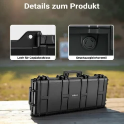 Wiltec Waffenkoffer 97,8 x 42 x 17,3 cm mit Kofferschloss, Koffer für Langwaffen, Gewehrkoffer mit Schaumstoffpolsterung für sicheren Transport