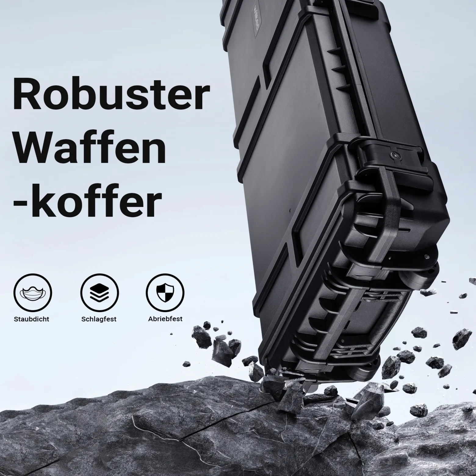Wiltec Waffenkoffer 1510 x 486 x 180 mm für Langwaffen, Gewehrkoffer mit Schaumstoffpolsterung für sicheren Transport, Langwaffenkoffer mit Rollen und Tragegriff