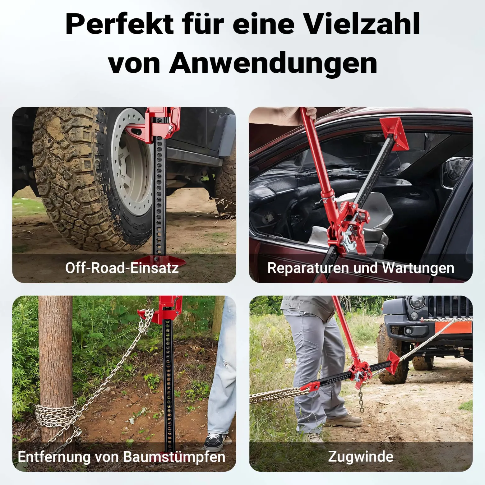 Wiltec 60‘‘ Wagenheber bis 3000 kg und max. 135 cm Hubhöhe, Offroad Farm Jack, Stockwinde für Geländewagen, SUV und ATV, Allzweckheber aus Stahl