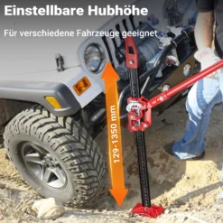 Wiltec 60‘‘ Wagenheber bis 3000 kg und max. 135 cm Hubhöhe, Offroad Farm Jack, Stockwinde für Geländewagen, SUV und ATV, Allzweckheber aus Stahl