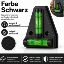 Wiltec Wasserwaage magnetisch 2 Stück Kreuzwasserwaage aus ABS mit Magnetrückseite mit je 2 Libellen, Magnetwasserwaage für Wohnmobil, Haushalt und Bau