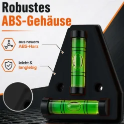 Wiltec Wasserwaage magnetisch 2 Stück Kreuzwasserwaage aus ABS mit Magnetrückseite mit je 2 Libellen, Magnetwasserwaage für Wohnmobil, Haushalt und Bau