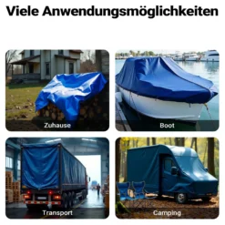 Wiltec wetterfeste Abdeckplane blau, wasserfeste Plane mit Ösen 3 x 2 m, PE Plane 240 g/m², UV-resistente Gartenplane, robuste Schutzplane