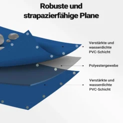 Wiltec wetterfeste Abdeckplane blau, wasserfeste Plane mit Ösen 4 x 6 m, Polyester Plane 650 g/m², UV-resistente Gartenplane, robuste Schutzplane mit PVC Beschichtung