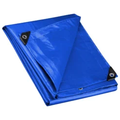 Wiltec wetterfeste Abdeckplane blau, wasserfeste Plane mit Ösen 5 x 8 m, PE Plane 240 g/m², UV-resistente Gartenplane, robuste Schutzplane