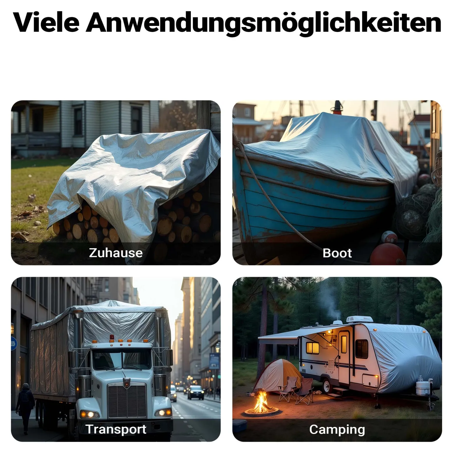 Wiltec wetterfeste Abdeckplane grün grau, wasserfeste Plane mit Ösen 4 x 3 m, PE Plane 120 g/m², UV-resistente Gartenplane, robuste Schutzplane