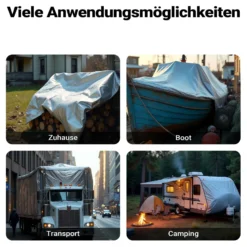 Wiltec wetterfeste Abdeckplane grün grau, wasserfeste Plane mit Ösen 5 x 8 m, PE Plane 120 g/m², UV-resistente Gartenplane, robuste Schutzplane