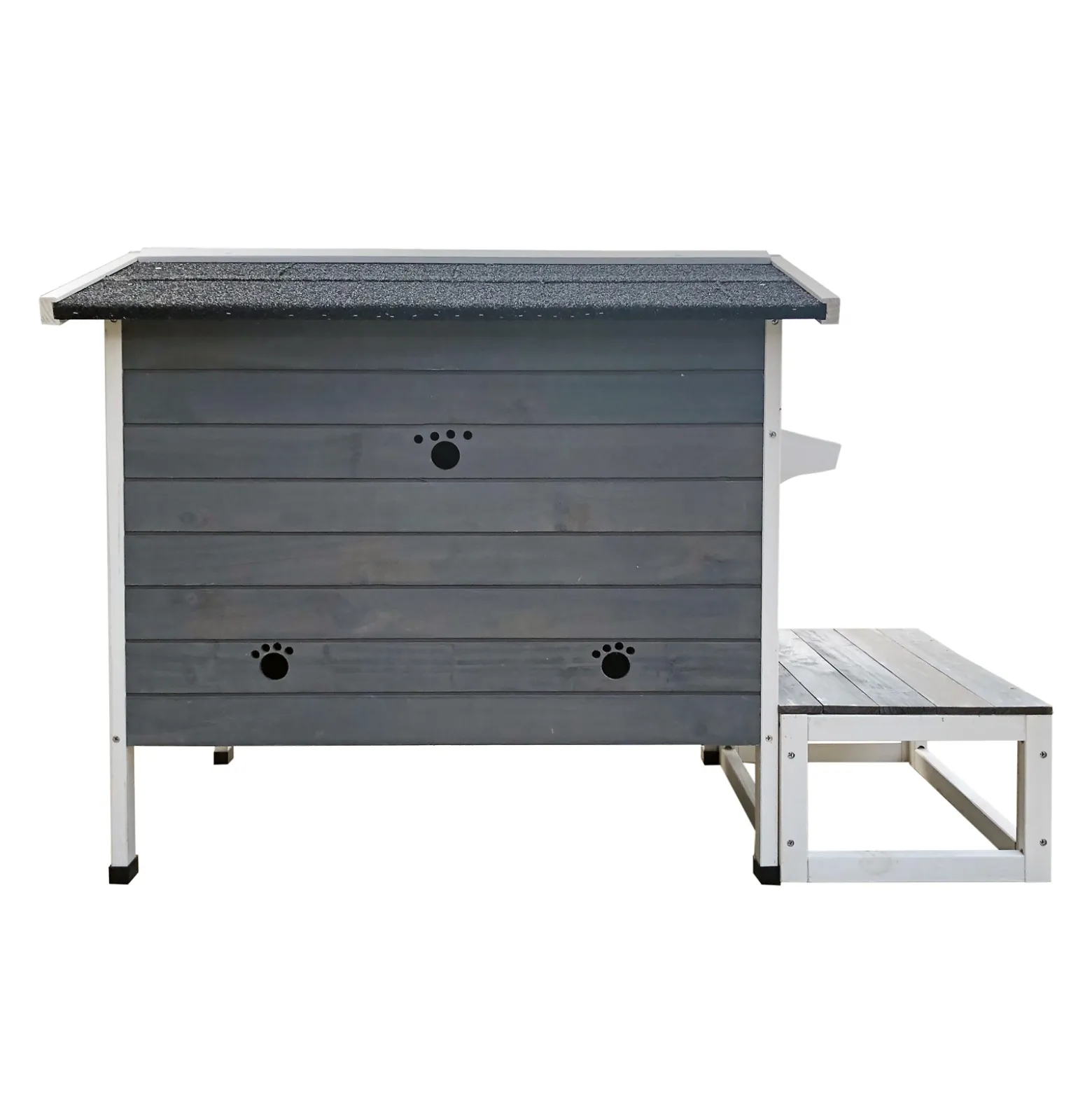Wiltec Wetterfestes Katzenhaus 73,5 x 48 x 104,5 cm aus Holz, Katzenhütte Outdoor, Lodge Katzenhöhle mit Terrasse und Fluchttür