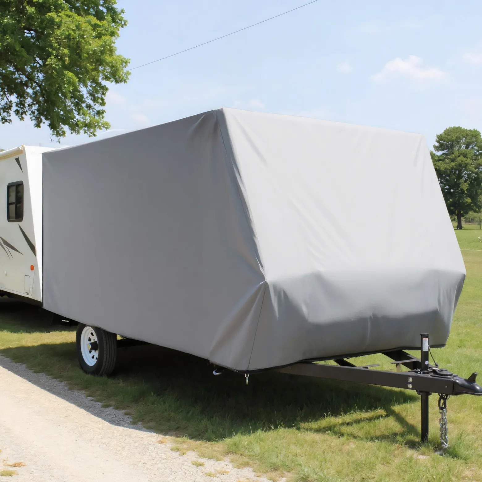 Wiltec Wohnwagen Schutzhülle Größe L 580 x 225 x 220 cm Plane, Abdeckplane für Caravan und Wohnmobil, Wohnwagenplane aus PP, Schutzhaube Abdeckung