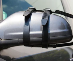 Wiltec Wohnwagenspiegel eckig universal Außenspiegel für Wohnwagen und Caravan mit Gummiriemen, Flach- und Konvexspiegel