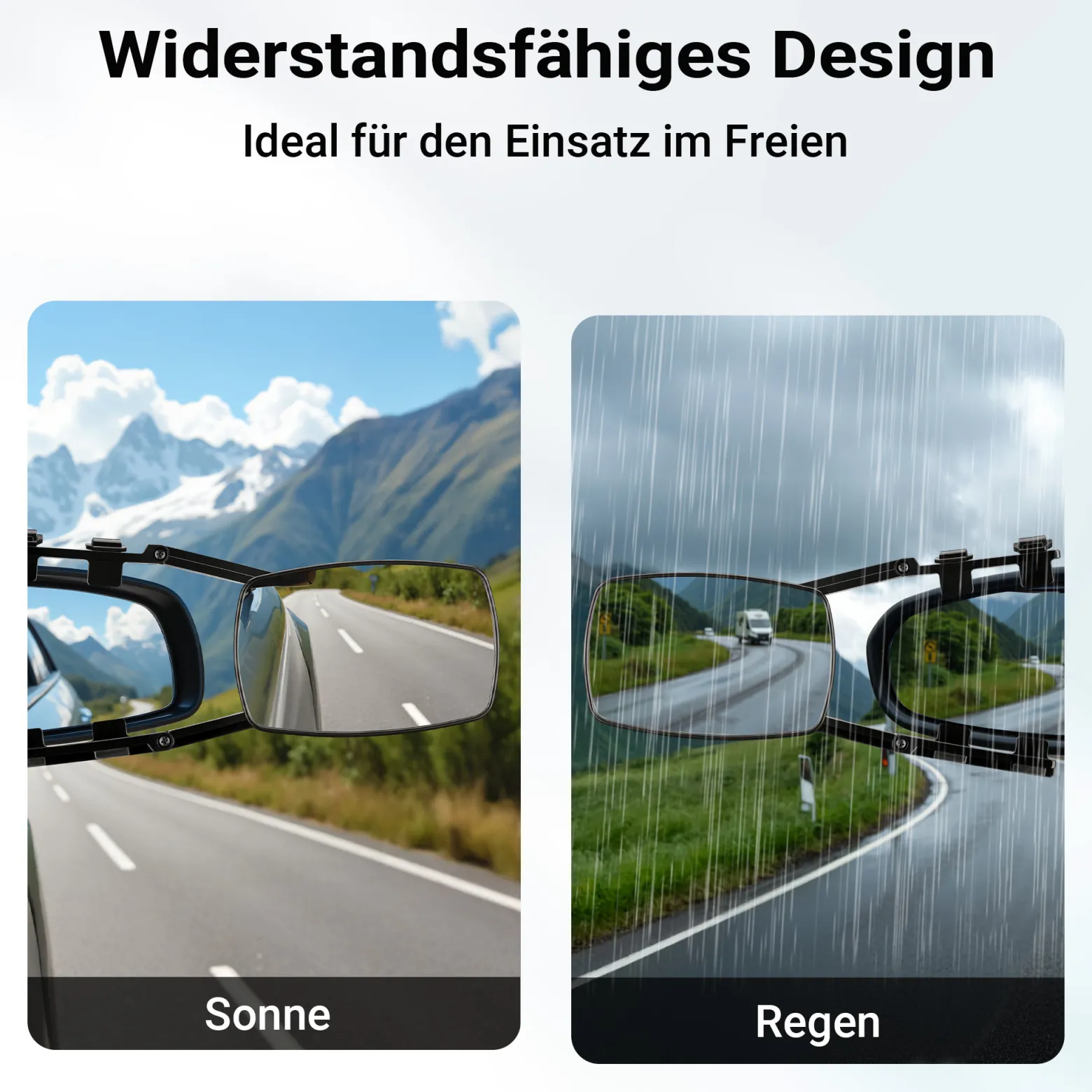 Wiltec Wohnwagenspiegel 2 Stück universal Außenspiegel 2er Set für Wohnwagen und Caravan mit Gummiriemen, drehbar und zusammenklappbar