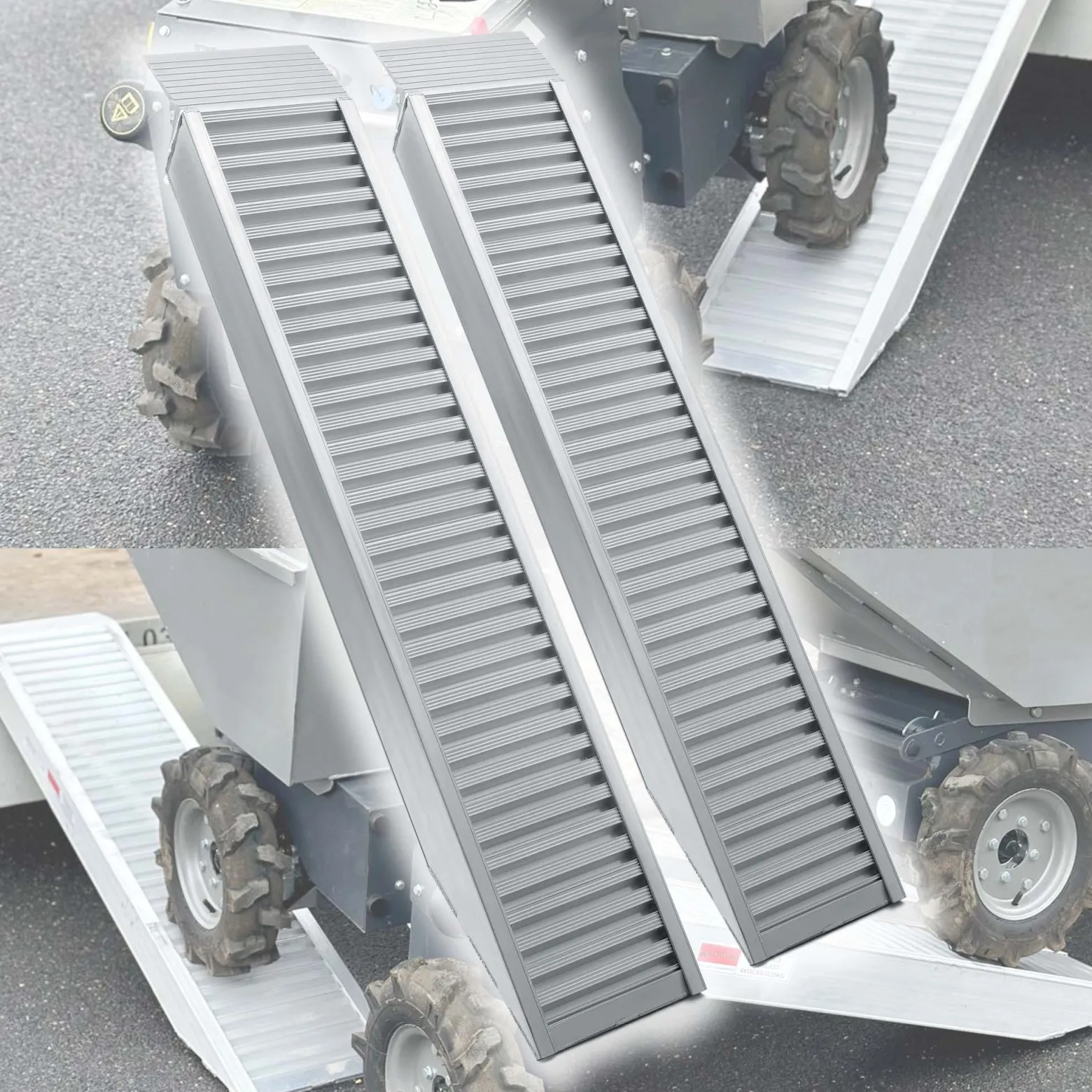 Wiltec 2x Auffahrrampe 161 cm 4050 kg für Motorrad ATV Quad, Aluminium Auffahrschiene, Verladerampe rutschsicher