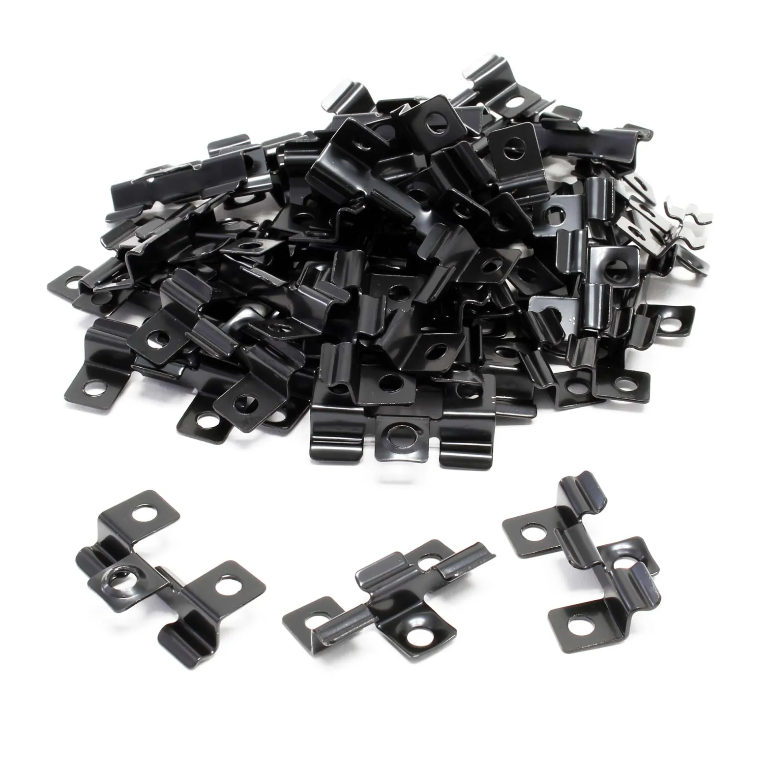 Wiltec 50x Edelstahl Clips 6mm Terrassendielen Montage, für 8mm Seitennut, Befestigungsklammer aus Edelstahl, schwarz