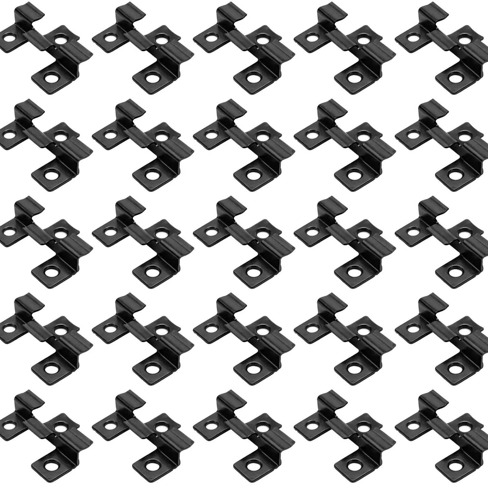 Wiltec 50x Edelstahl Clips 6mm Terrassendielen Montage, für 7mm Seitennut, Befestigungsklammer aus Edelstahl, schwarz
