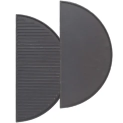 Wiltec 2x Gusseisen Grillplatte 49,8 x 24,3 x 1,5 cm, Gusseisenplatte für Grill mit guter Hitzespeicherung, Grillgitter für typische Grillstreifen auf Grillgut, Grillzubehör für BBQ