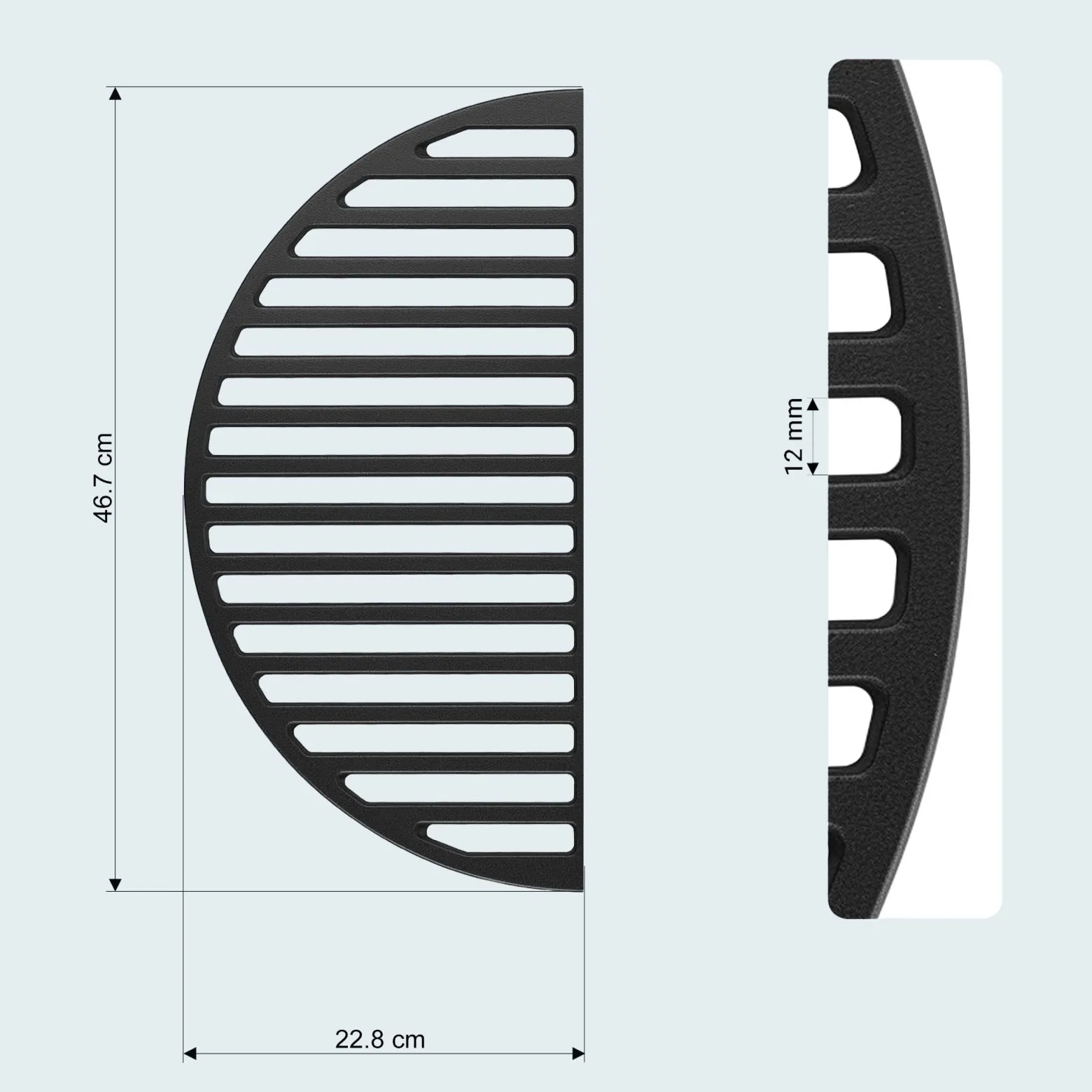 Wiltec 2x Gusseisen Grillrost 46,7 x 22,8 x 0,9 cm, Gussrost für Grill mit guter Hitzespeicherung, Grillgitter für typische Grillstreifen auf Grillgut, Grillzubehör für BBQ