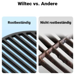 Wiltec 2x Gusseisen Grillrost 46,7 x 22,8 x 0,9 cm, Gussrost für Grill mit guter Hitzespeicherung, Grillgitter für typische Grillstreifen auf Grillgut, Grillzubehör für BBQ
