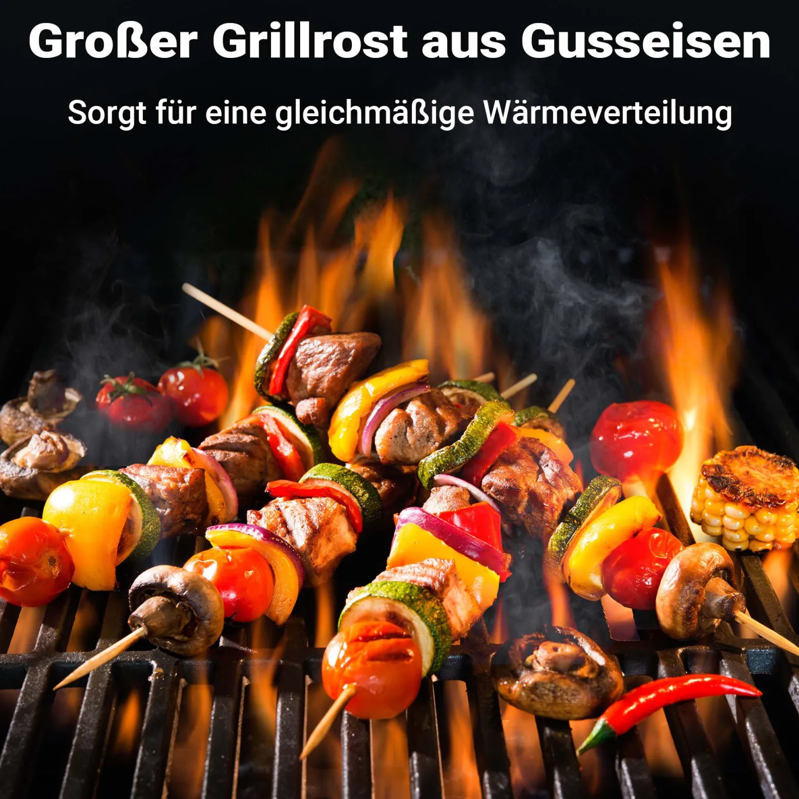 Wiltec 2x Gusseisen Grillrost 49,8 x 24,3 x 0,9 cm, Gussrost für Grill mit guter Hitzespeicherung, Grillgitter für typische Grillstreifen auf Grillgut, Grillzubehör für BBQ