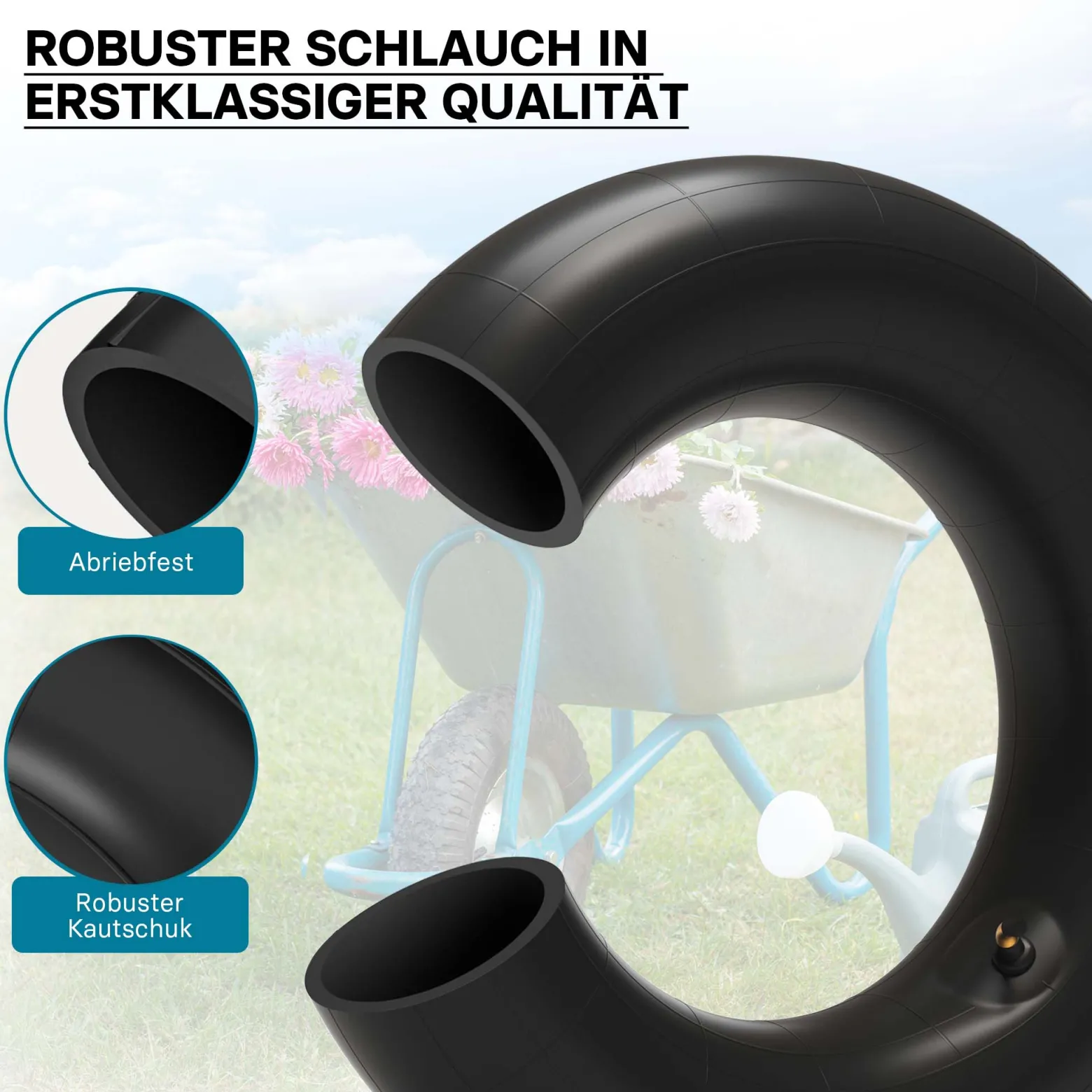 Wiltec 2x Luftschlauch Aufsitzmäher 18x8.50-8 Reifenschlauch Winkelventil Rasentraktor