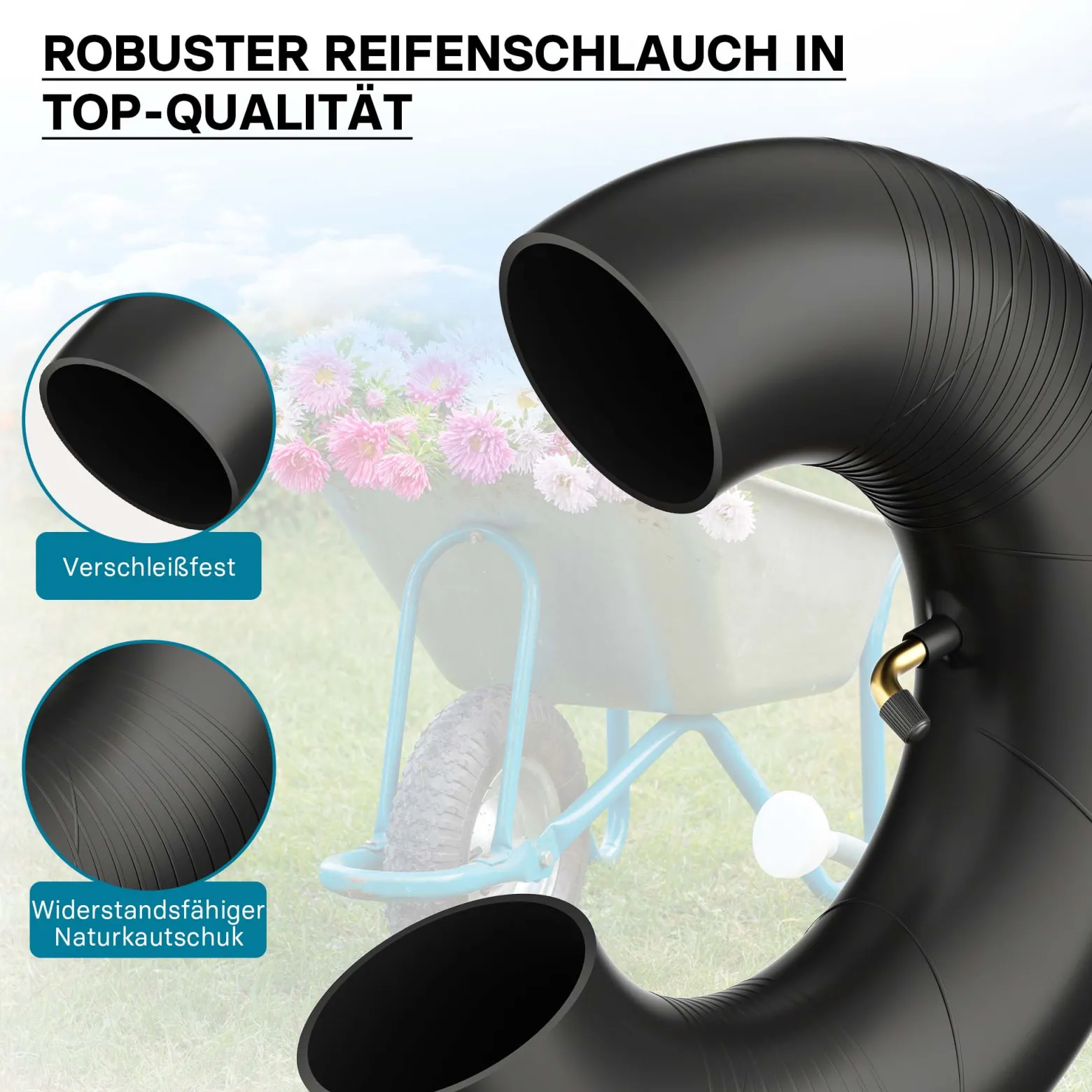 Wiltec 2x Luftschlauch Aufsitzmäher 13x5.00-8 Reifenschlauch Winkelventil Rasentraktor