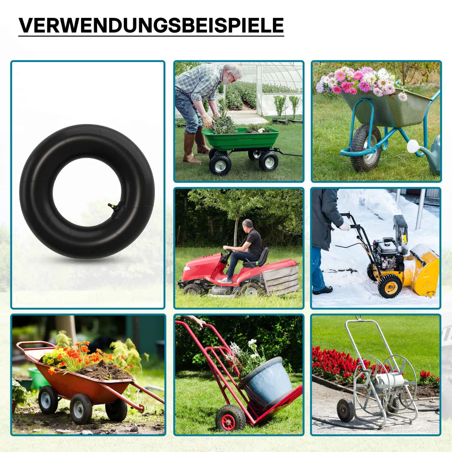 Wiltec 2x Luftschlauch Aufsitzmäher 16x6.50-8 Reifenschlauch Winkelventil Rasentraktor