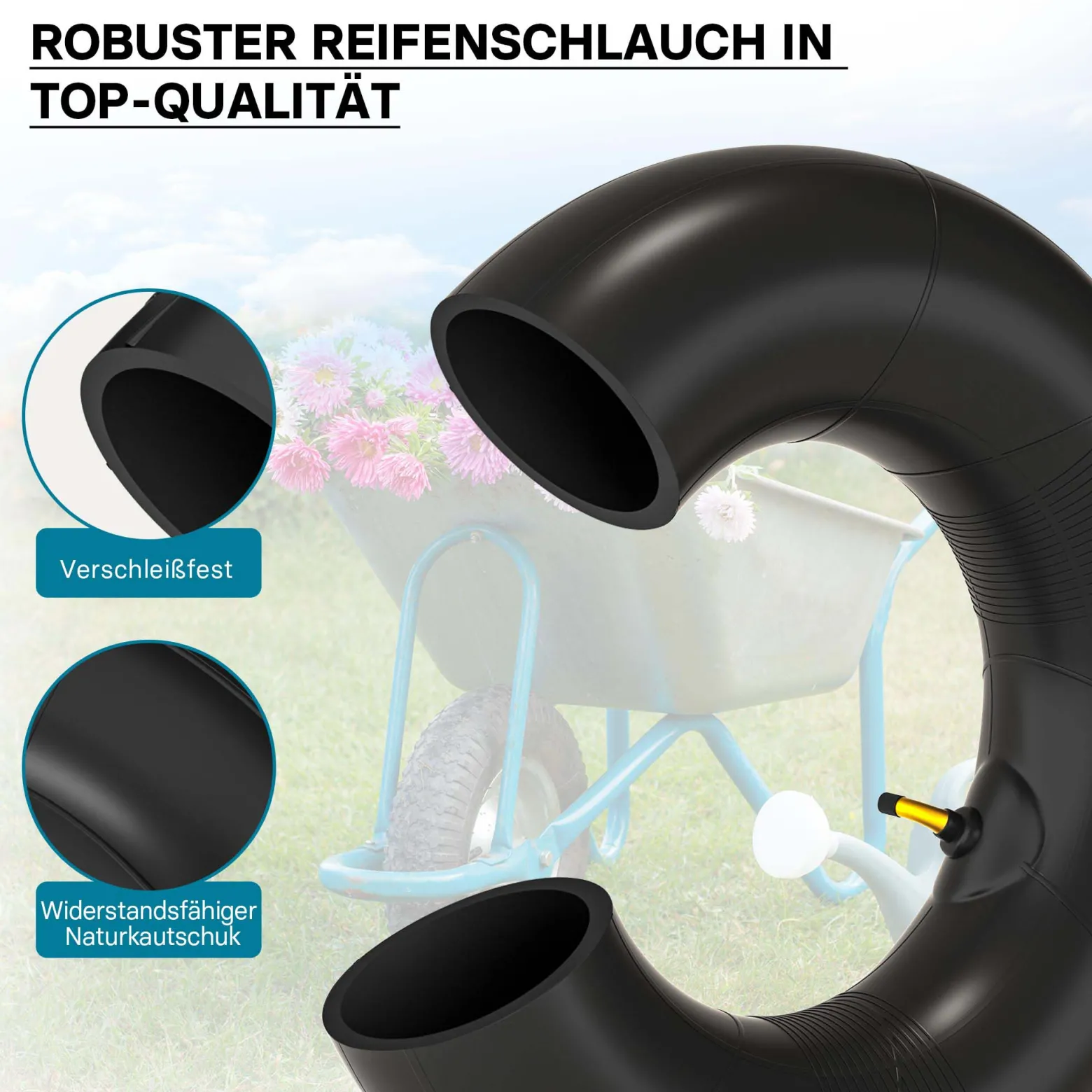 Wiltec 2x Luftschlauch Aufsitzmäher 16x6.50-8 Reifenschlauch Winkelventil Rasentraktor