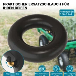 Wiltec 2x Luftschlauch Aufsitzmäher 16x6.50-8 Reifenschlauch Winkelventil Rasentraktor