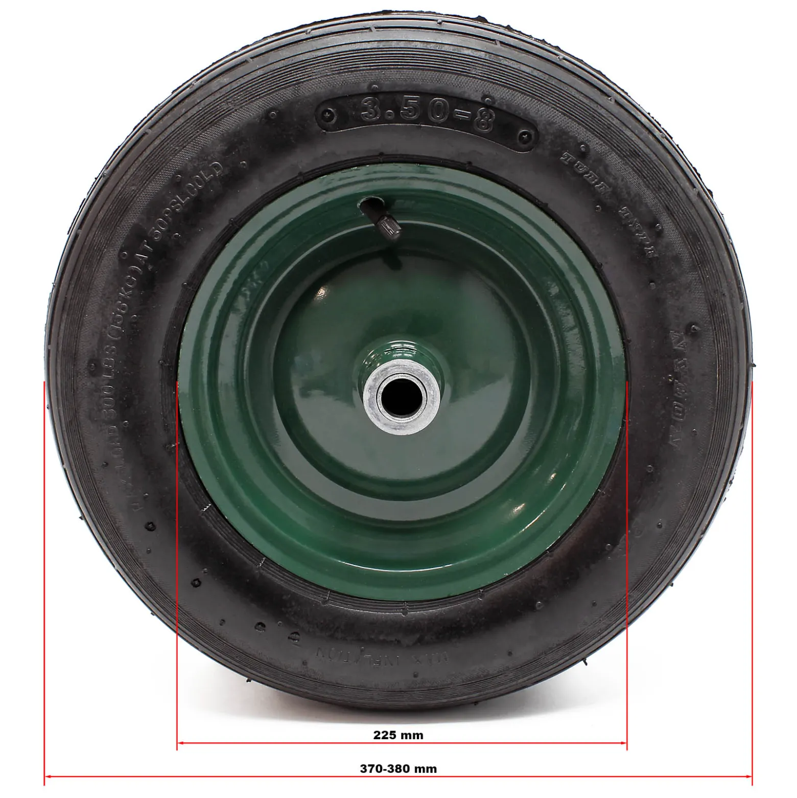 Wiltec 4x Rad 3.50-8 370-380 x 80-100 mm 130 kg, Schubkarren Komplettrad mit Metallfelge, Winkelventil, Luftreifen für Sackkarre, Bollerwagen u.a .