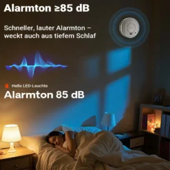 Wiltec 120x Rauchmelder mit 9-V-Batterie Set, Feuermelder mit HUSH-Funktion, zuverlässiger Brandschutzmelder mit 85 dB Schallleistung, fotoelektrischer Brandmelder, effektiver Brandschutz