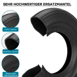Wiltec 4x Reifenmantel 3.50-8 350 x 100 mm, 130 kg für Schubkarrenreifen, Schubkarre Rad Reifen, Mantel Luftrad