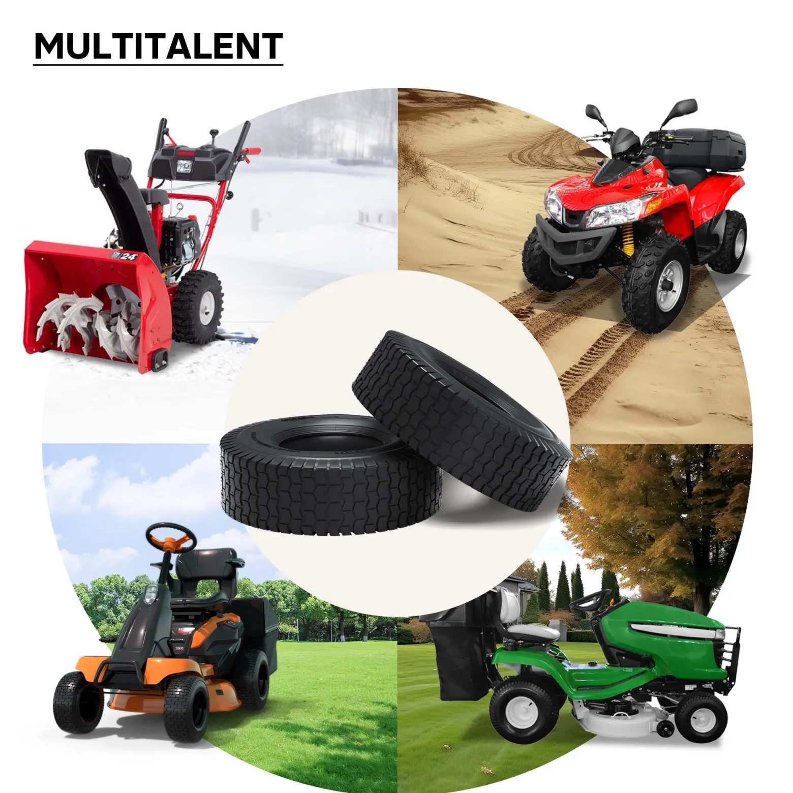 Wiltec 2x Reifenmantel 2x Schlauch für Aufsitzmäher/Rasentraktor 16x6.50-8 4PR Winkelventil