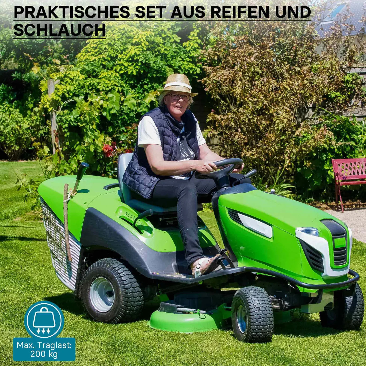 Wiltec 2x Reifenmantel 2x Schlauch für Aufsitzmäher/Rasentraktor 15x6.00-6 4PR Winkelventil