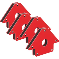 Wiltec 4x Schweißmagnet 11 kg Haftkraft, 120 x 80 x 15 mm Schweißwinkel mit 45°, 90° und 135°, Schweißzubehör Magnetwinkel hält Werkstücke zusammen