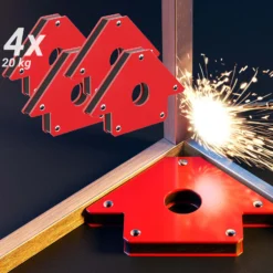 Wiltec 4x Schweißmagnet 20 kg Haftkraft, 150 x 102 x 16 mm Schweißwinkel mit 45°, 90° und 135°, Schweißzubehör Magnetwinkel hält Werkstücke zusammen