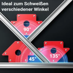 Wiltec 4x Schweißmagnet 20 kg Haftkraft, 150 x 102 x 16 mm Schweißwinkel mit 45°, 90° und 135°, Schweißzubehör Magnetwinkel hält Werkstücke zusammen