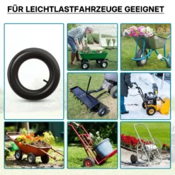 Wiltec 4x Standard Schlauch für Reifen Größe 4.00-8, bis 160 kg Traglast, mit geradem Ventil TR13 für Schubkarren, Sackkarren und E-Scooter