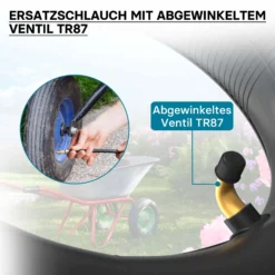 Wiltec 4x Standard Schlauch für Reifen Größe 3.00/3.50-4, bis 100 kg Traglast, mit abgewinkeltem Ventil TR87 für Schubkarren, Sackkarren und E-Scooter