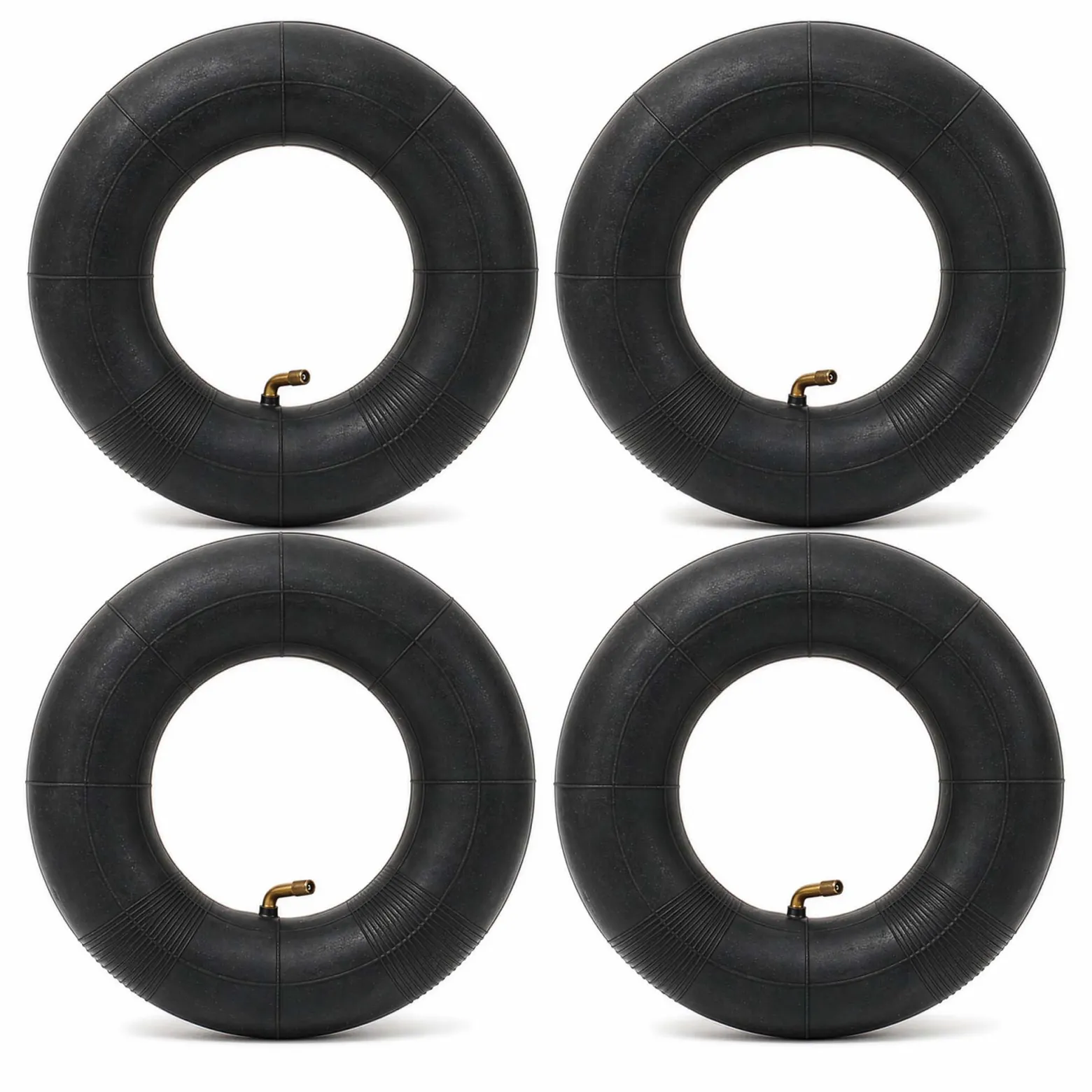 Wiltec 4x Standard Schlauch für Reifen Größe 3.00/3.50-4, bis 100 kg Traglast, mit abgewinkeltem Ventil TR87 für Schubkarren, Sackkarren und E-Scooter
