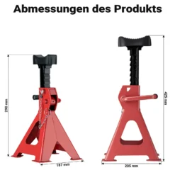 Wiltec 2 x Unterstellbock höhenverstellbar je 3 t Tragkraft, Stützböcke Hubhöhe 29-42,5 cm, Autobock mit Gummischutz, KFZ Bock mit Sicherungssplint
