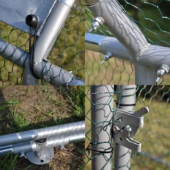 Wiltec XXL Freilaufgehege 2 x 3 x 2 m mit Sonnendach und verzinkten Gitterstäben, Außengehege als Voliere Hühnerstall oder Hasenstall, Kleintiergehege mit Riegel