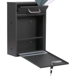 2x3 Briefkasten V53 Anthrazit Postkasten abschließbarer Wandbriefkasten mit Sichtschlitzen