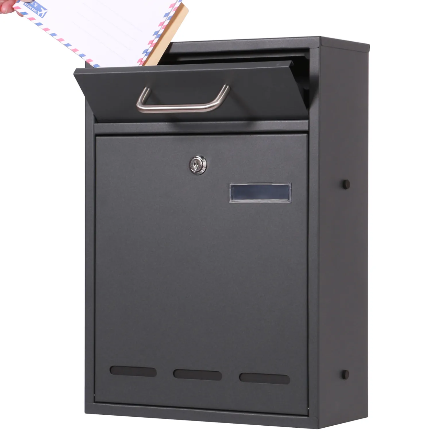 2x2 Briefkasten V53 Anthrazit Postkasten abschließbarer Wandbriefkasten mit Sichtschlitzen