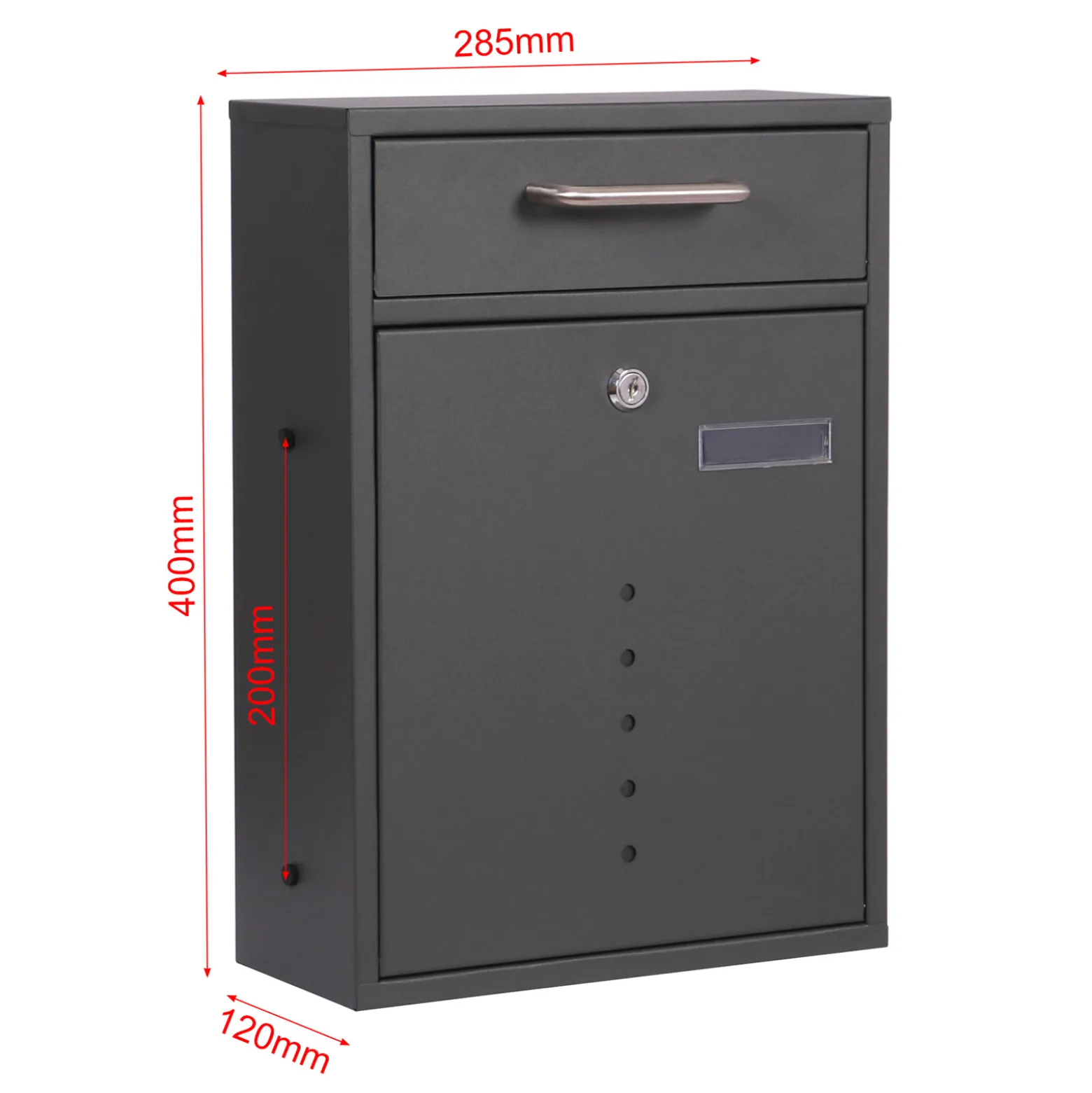 2x2 Briefkasten V51 in Anthrazit Postkasten mit Briefkastenständer und Sichtfenstern Postbox