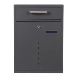 2x3 Briefkasten V51 in Anthrazit Postkasten abschließbarer Wandbriefkasten mit Sichtfenstern