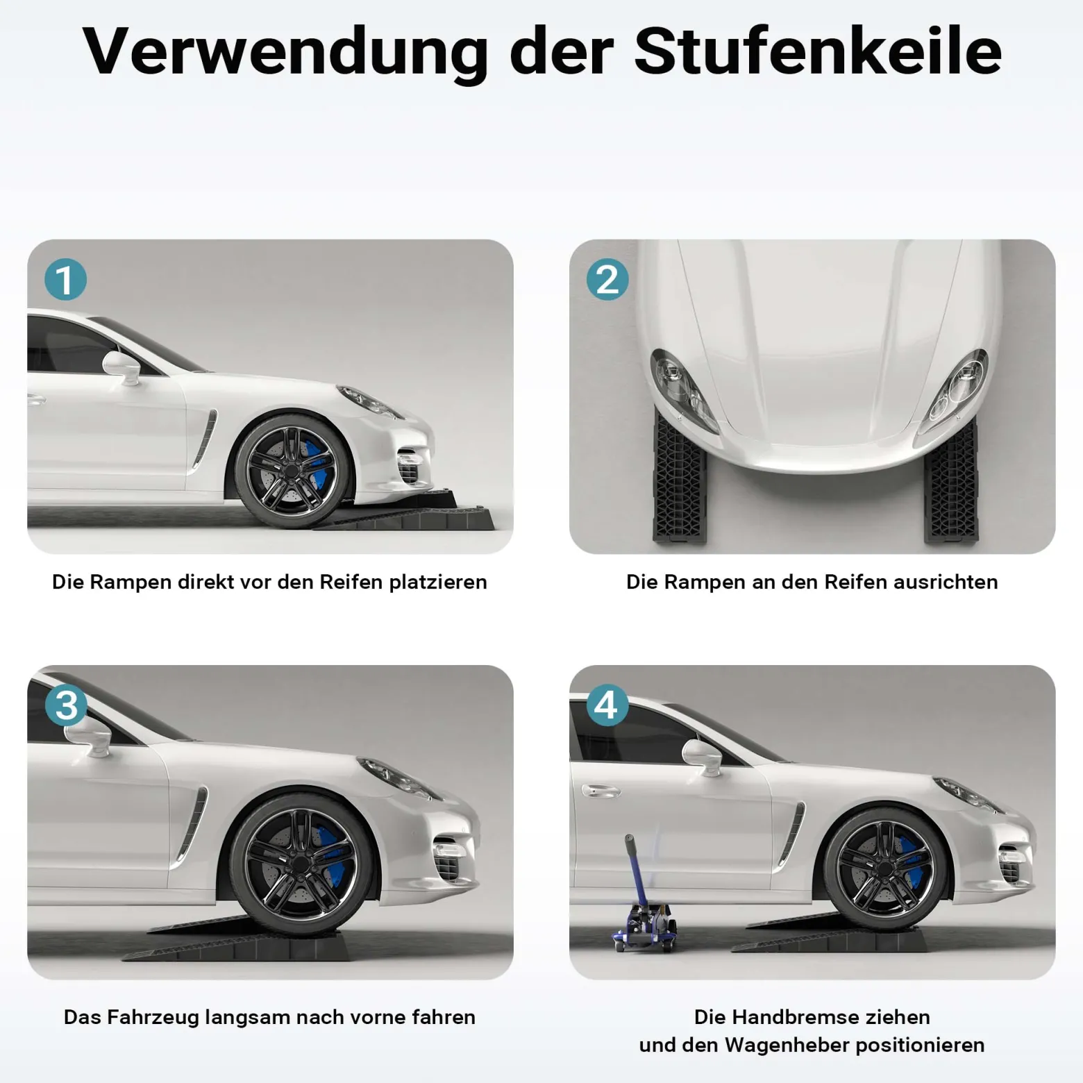 XPOtool Auffahrrampen extra flach 2 Stück aus Kunststoff bis 3 t Autorampe Pkw Auto Kfz Rampe für Sportwagen und tiefergelegte Fahrzeuge